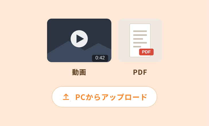 動画とPDFをPCからアップロードするイメージ